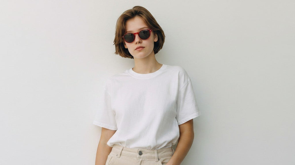 Gafas de sol The Readers YOUNG ORWELL SUN rojas transparentes con estampado de carey y lentes oscuras.